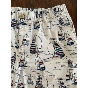 Men’s Large Shorts 7 Inch Inseam White Boating Zipper Button Izod Stretch Waist